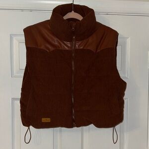 Simply Southern Brown cropped puffer vest